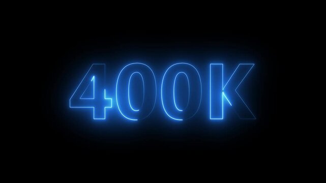400k animation neon text effect video motion on black background. 400k Followers Celebration text animation.