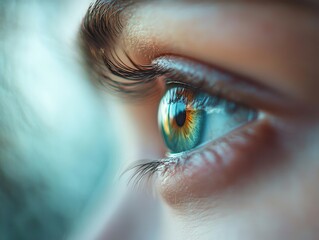 Close-up of a captivating human eye with vibrant colors and intricate details.