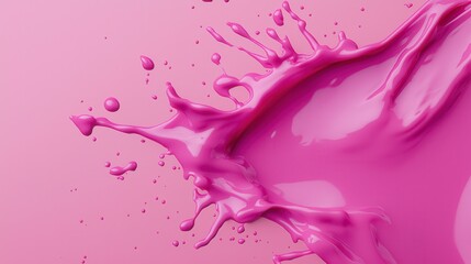 Skin repair with collagen oil drops. Pink paint splash on vibrant background