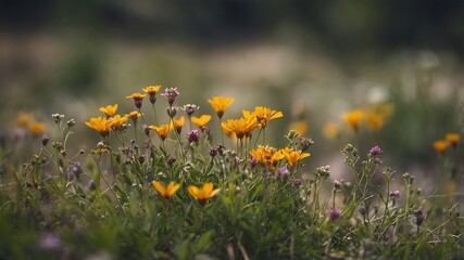 Isolated Wildflowers Captured in Sharp Focus with a Soft Blurred Background