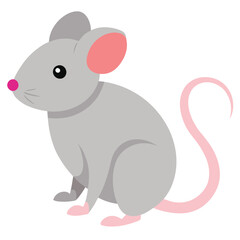 Adorable Gray Mouse Illustration: Minimalistic Animal Art