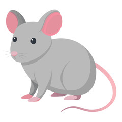 Adorable Gray Mouse Illustration: Minimalistic Animal Art