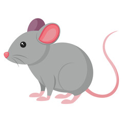 Adorable Gray Mouse Illustration: Minimalistic Animal Art