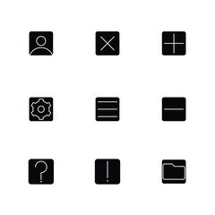 Basic user interface essential black icon set. Web icons. Vector