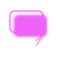 Neon speech bubble icon with purple colour | Glowing chat box with purple colour | Balloon speech Vector image | Talk bubble PNG