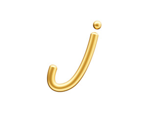 3d Golden Shiny Small Letter j Alphabet j Rounded Inflatable Font White Background 3d Illustration
