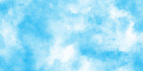 Abstract blue color clouds background, Vibrant clear blue sky with puffy and blurry natural clear clouds, watercolor background concept abstract cloudy sky, cloudy and grunge blue watercolor.