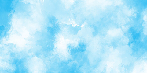 Abstract blue color clouds background, Vibrant clear blue sky with puffy and blurry natural clear clouds, watercolor background concept abstract cloudy sky, cloudy and grunge blue watercolor.