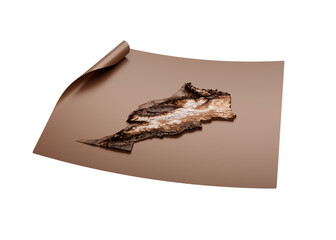 Map Of Morocco Old Style Brown On Unrolled Map Paper Sheet On White Background 3d Illustration

