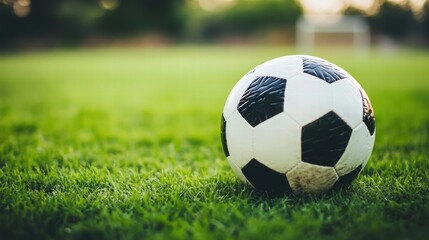 Fototapeta premium Soccer Ball on Grass Field