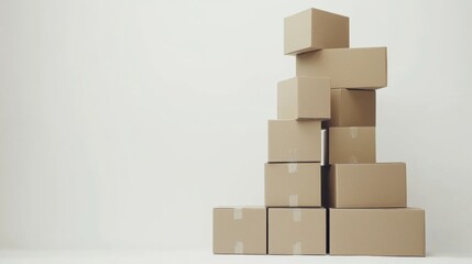 Fototapeta premium A Tower of Cardboard Boxes: Moving Day Preparation