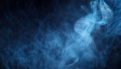 Ethereal Blue Smoke on Dark Background - Abstract Mystical Atmosphere