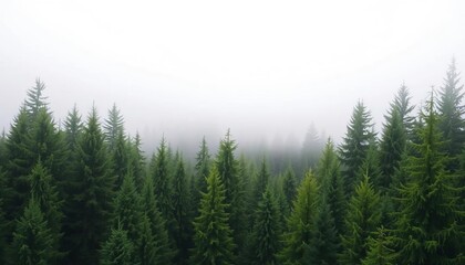 Fototapeta premium Misty Mountain Coniferous Forest Treescape