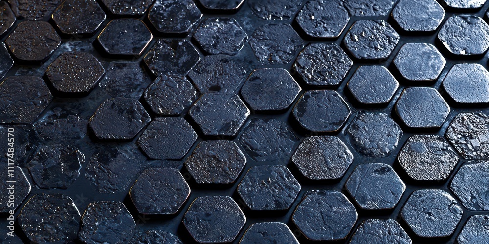 Poster Black tile with a hexagonal shape