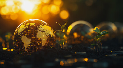 Abstract business Financial charts show a significant increase in profits in the stock market.This is driven by higher interest rates and continued growth. In the innovation world network of financial