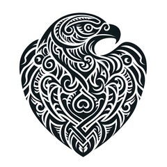 AI Generate of Eagle or Hawk Shape in Maori Art style isolated in white