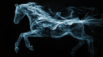Fototapeta premium Elegant blue smoke horse silhouette