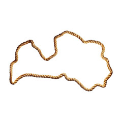 Latvia Map border from rope, sturdy nautical concept element. transparent background