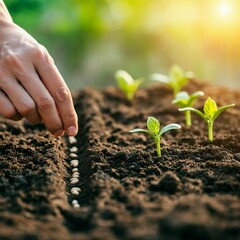 plant, agriculture, growth, soil, nature, garden, seedling, spring, leaf, vegetable, gardening, sprout, growing, seed, dirt, planting, grow, small, new, organic, food, ground, life, tomato, young