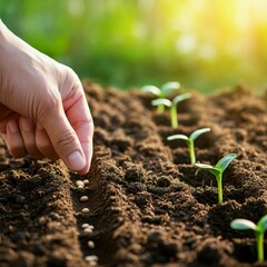 plant, agriculture, growth, soil, nature, garden, seedling, spring, leaf, vegetable, gardening, sprout, growing, seed, dirt, planting, grow, small, new, organic, food, ground, life, tomato, young