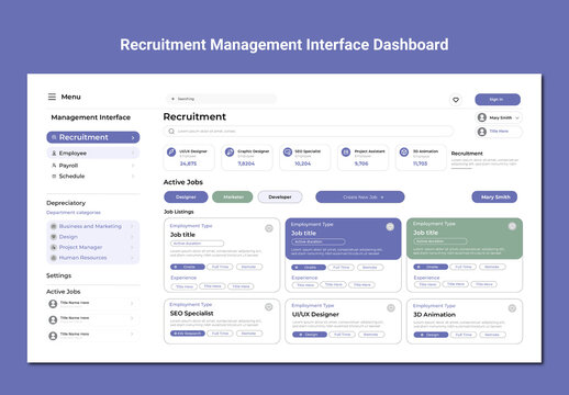 Recruitment Management Interface Dashboard