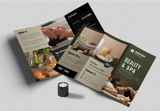 Spa Trifold Brochure Template Layout