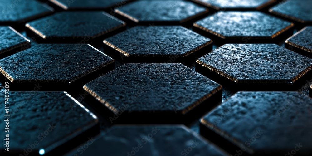 Poster close up of a black hexagonal tile