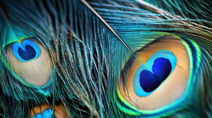 Naklejka premium Peacock Feather Close-up: A Symphony of Color