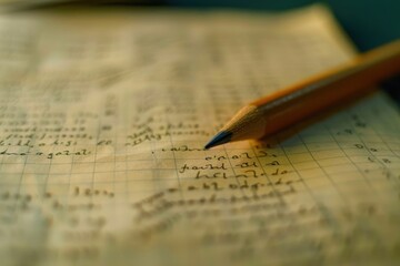 Vintage Ledger Book with Pencil: A Glimpse into the Past