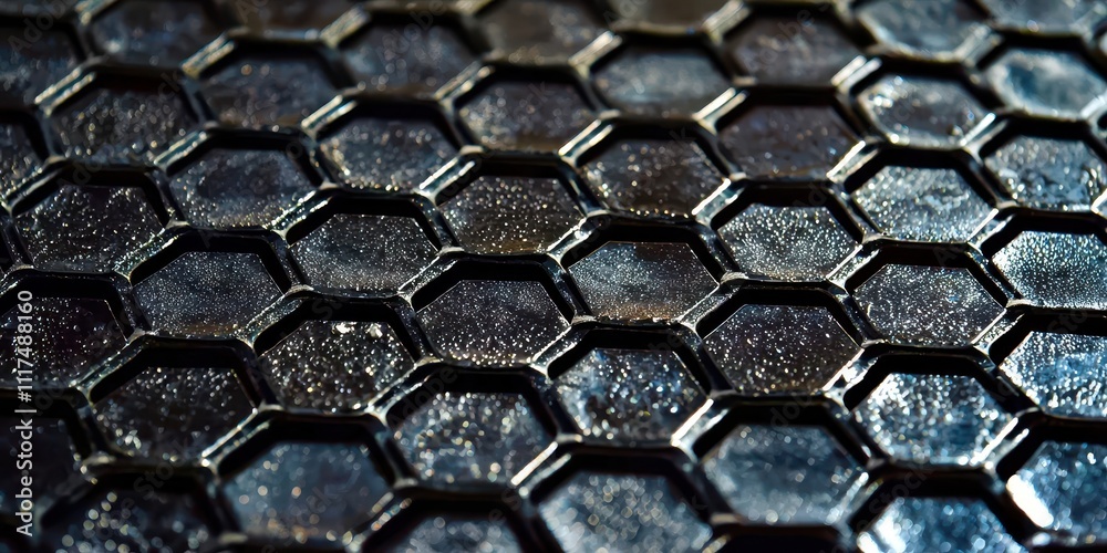 Poster black and white photo of a hexagonal pattern