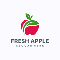 Fresh Apple logo design template. Apple leaf concept. Creative vector symbol.