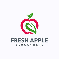 Fresh Apple logo design template. Apple leaf concept. Creative vector symbol.