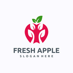 Fototapeta premium Fresh Apple logo design template. Apple leaf concept. Creative vector symbol.