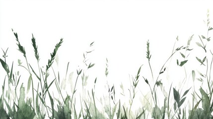 Delicate Watercolor Grass Illustration
