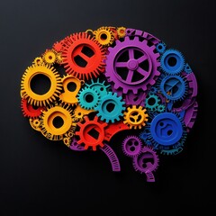 Abstract brain composed of colorful gears and cogs symbolizing creativity creativity business idea generation