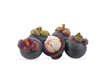 ripe mangosteen fruit on a white,isolated