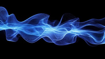Fototapeta premium Abstract Blue Energy Wave Flowing Dark Background.