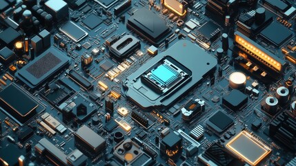 Close-up of a circuit board with a CPU.