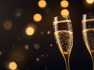 champagne glasses on christmas background