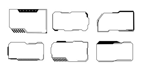 Futuristic HUD frames, borders text box game menu ui panel. Line tech line bar. Screen elements Sci Fi for Gaming UX UI