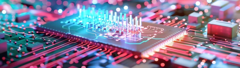 Obraz premium circuit board symbolizing the integration of technology in transformation.