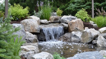 Water Feature in a Backyard Garden