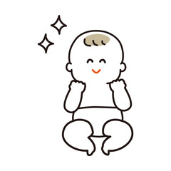 清潔でご機嫌な赤ちゃんの全身線画