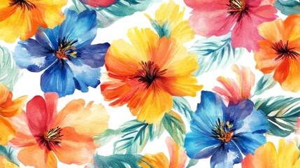 Obraz premium Vibrant Watercolor Floral Pattern Design