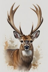 Mule deer in watercolor style