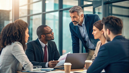 Fototapeta premium diverse team collaborating in modern office setting