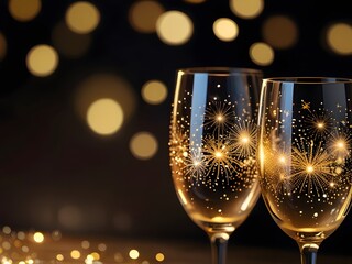 A luxury champagne glasses with champagne