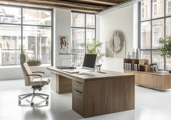 Fototapeta premium Modern conference room in a startup office featuring sleek design, stylish furniture, and an inspiring workspace for teamwork and productivity.