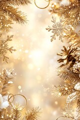 Minimalist Golden Christmas Decor with Glowing Bokeh Effects