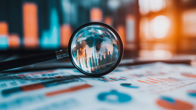  Abstract business Financial charts show a significant increase in profits in the stock market.This is driven by higher interest rates and continued growth. In the innovation world network of financia